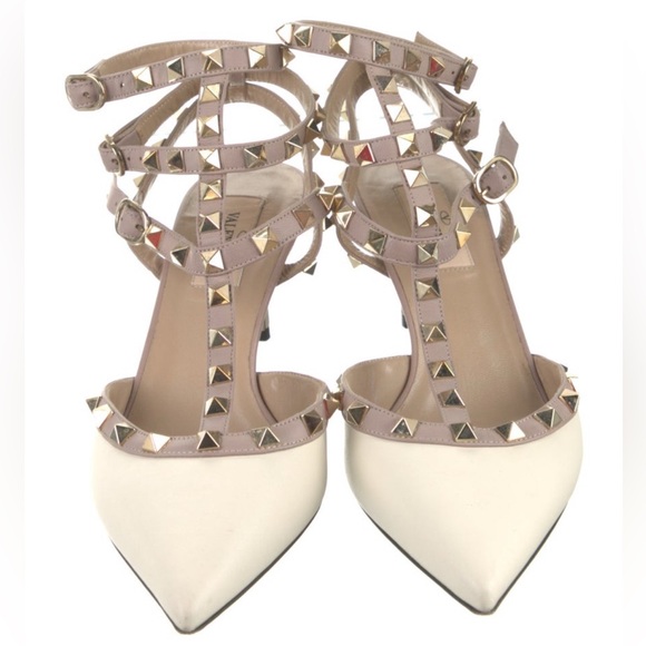Valentino Rockstud Accents Leather T strap pumps - Picture 2 of 5